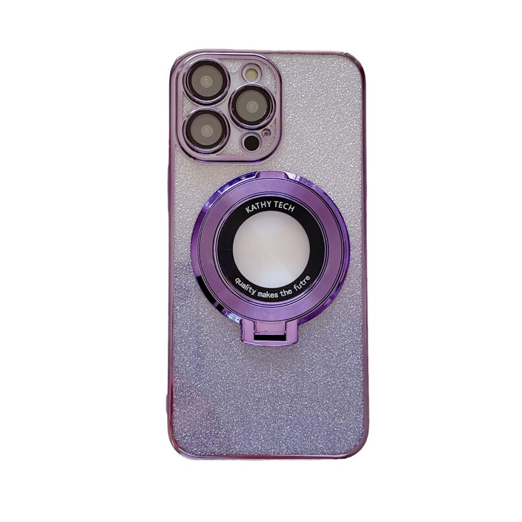 Applicable To Apple 16 Flash Powder Mobile Phone Case Magnetic Suction Bracket IPhone 15 ProMax Electroplated PC Anti Fall 14 Protective Case