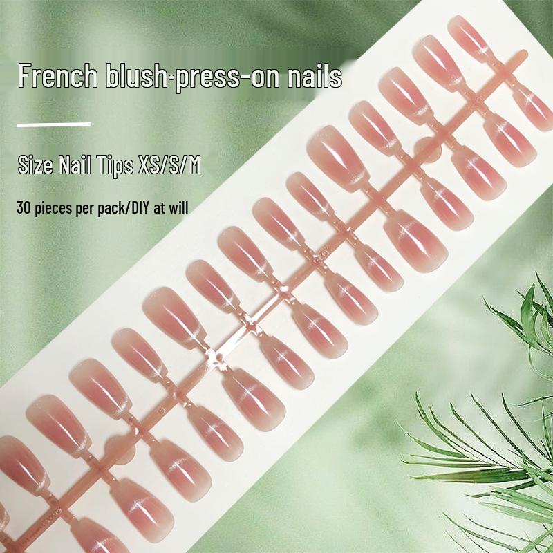 

Blush French Cat Eye Press-On Nails: Nude, Versatile, Full Size Nail Tips [30 Pieces]