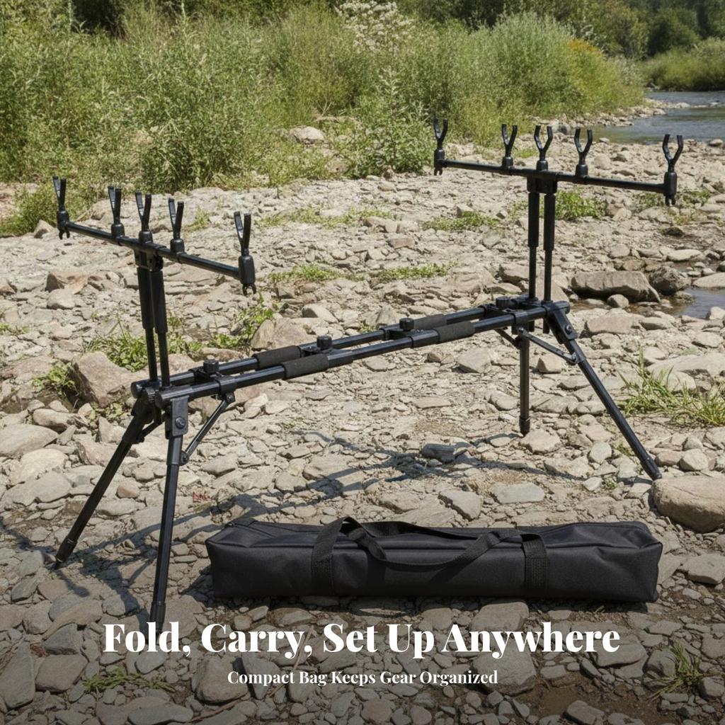 Fishing Rod Pod with Carry Bag Stable Gear Foldable for Lakeside, Carp Fishermen