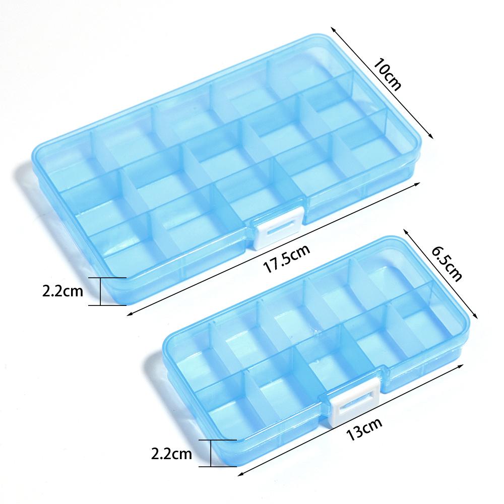 10-15 Grids Plastic Transparent Storage Box Square Adjustable Organizer with Cover for Jewelry Beading Compartment Storage Case
