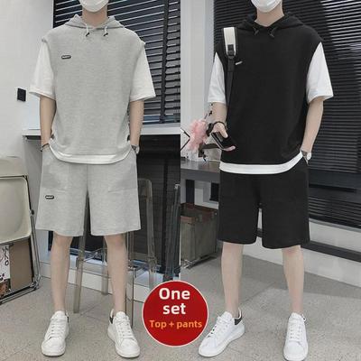 2023 Summer Sporty Hooded Tee & Shorts Set