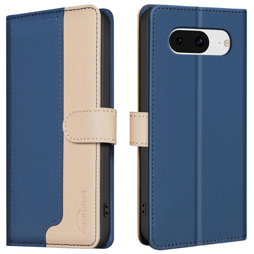 For Google Pixel 8 Case RFID Blocking Leather Cover Splicing Color