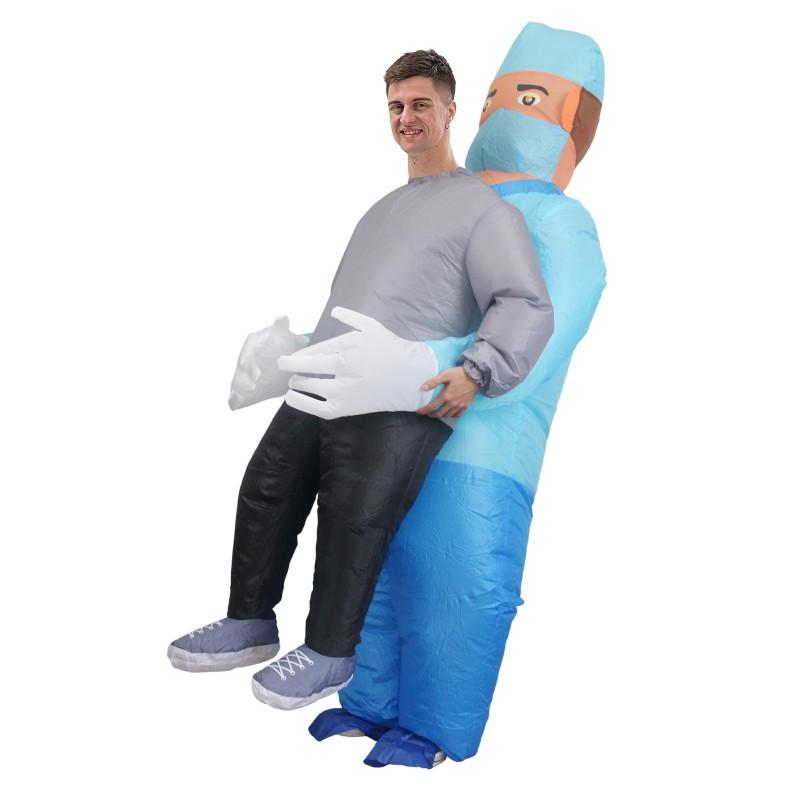 Halloween Funny Inflatable Suit Terrifying Bleeding Surgeon Costume Adult Cosplay Horror Party Hosting
