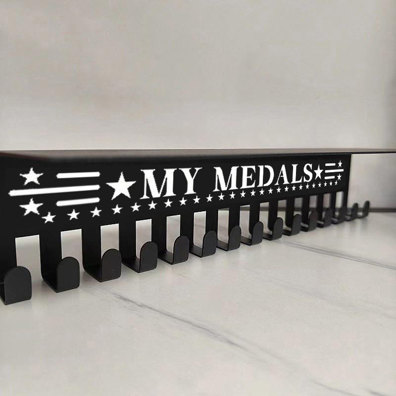 Heavy-Duty Metal Awards Trophy Display Stand Medal Hooks Wall Mount Organizer Medal Storage Holder Display Home Office Decor