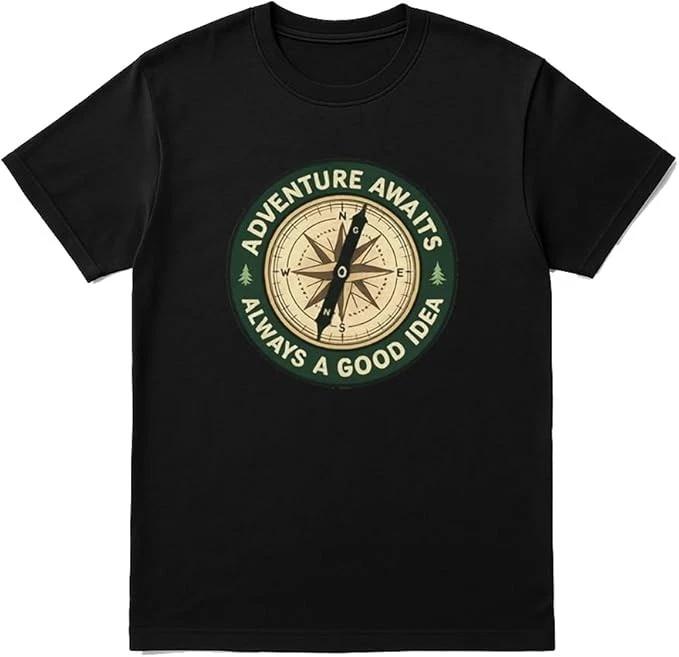 Adventure Awaits Compass T-Shirt Unisex Black XXXXL