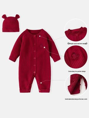 Autumn/Winter Cross-Border Knit Baby Romper - Long-Sleeved Sweater Crawl Suit for Hundred-Day Banquet or First Birthday