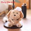 Cartoon Cute Puppy With Chef Hat Spoon Plaid Apron Plush Toy Keychain Pendant