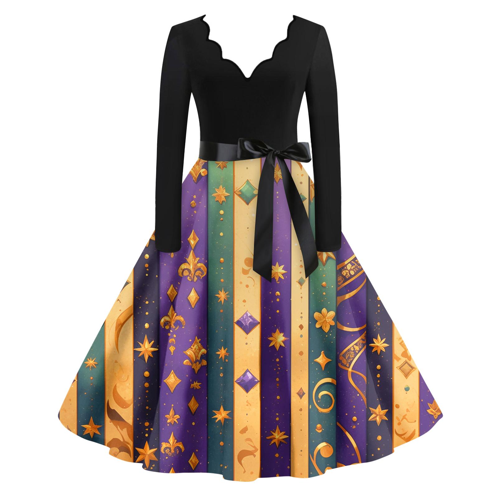 

Women s Casual Fashion V Neck Long Sleeve Printed Vintage Long Dress XXXXXL