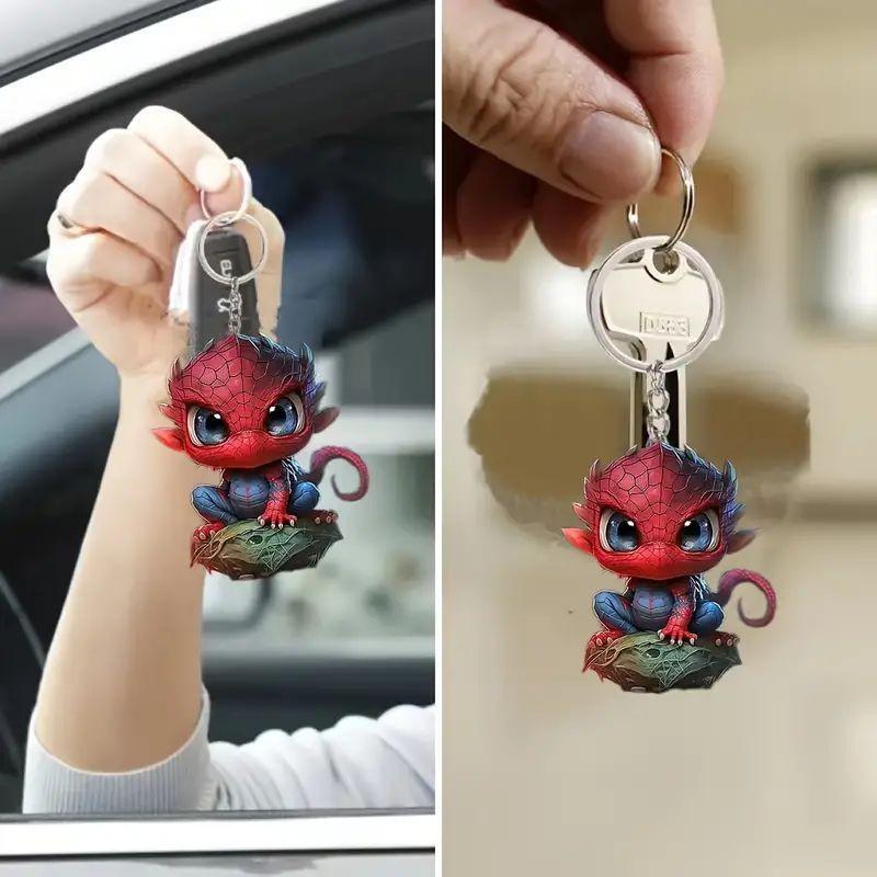 Cartoon Vibrant Spiderman Dragon Acrylic Car Pendant For Stylish Auto Decor