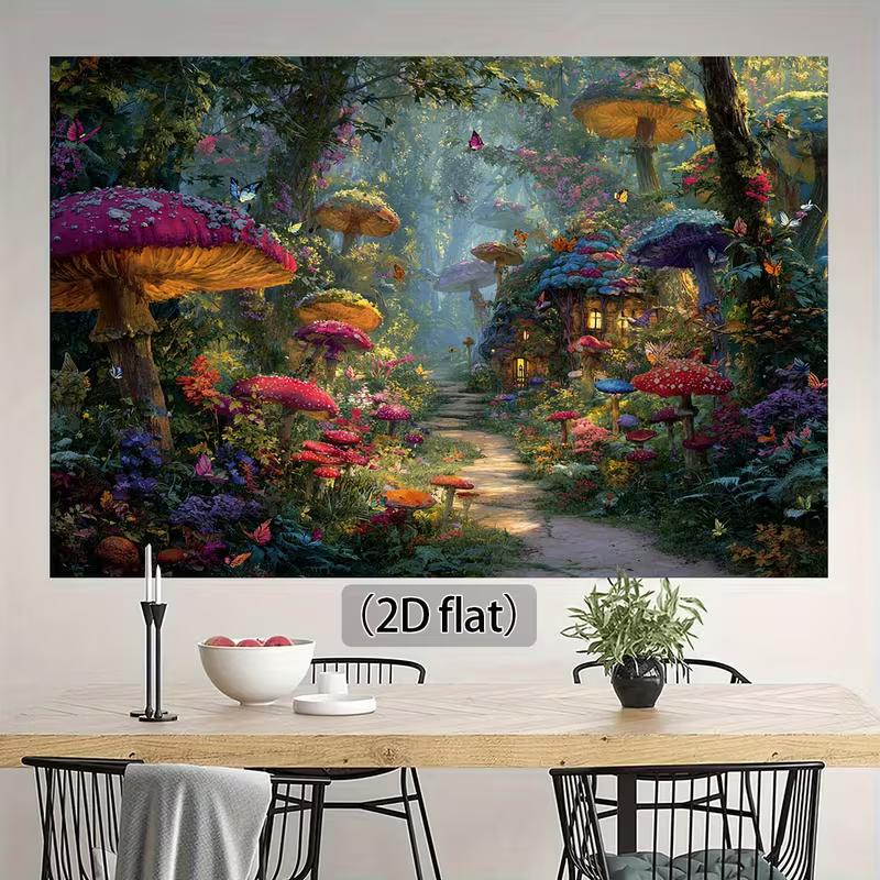 2D Dreamy Magical Mushroom Wonderland Backdrop for Children's Studio Photos