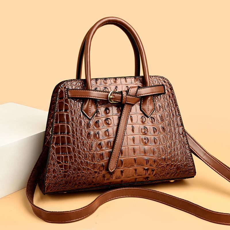 Fashion Luxury Crocodile Pattern Leather Women Tote Bags Large Capacity Ladies Handbag Winter Style Shoulder Crossbody Bag Purse