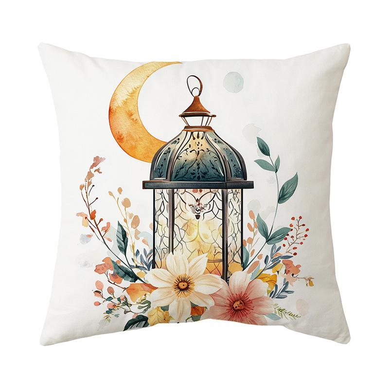 Golden Moon Print Pillow Cover Super Soft Short Plush Retro Home Sofa Decorative Cushion Cover
