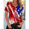 2026 New Star Print Women's T-Shirt Plus Size Top America Flag Summer Women's Trendy Clothing