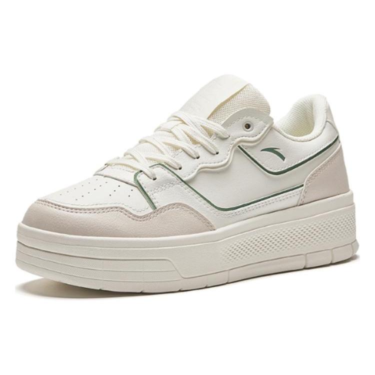 New Anta Life Collection Durable Breathable Low Top Skateboard Shoes Women's White Green 122428015-1