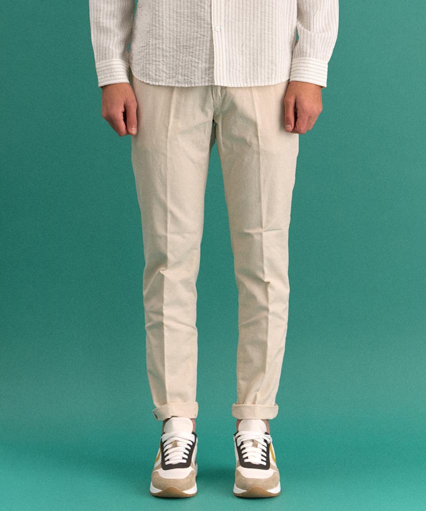 PANICALE Beige Cotton Linen Elastic Pants