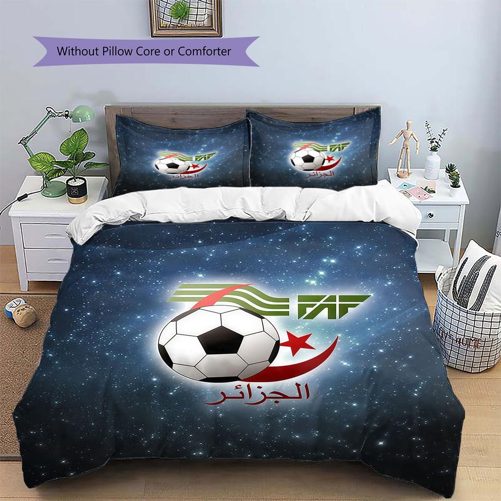 Algeria National Football Team Pattern Bedding,Quilt Set Quilt Cover Pillowcase Home Birthday Gift(1 * duvet cover + 2 * pillowcase, without core)