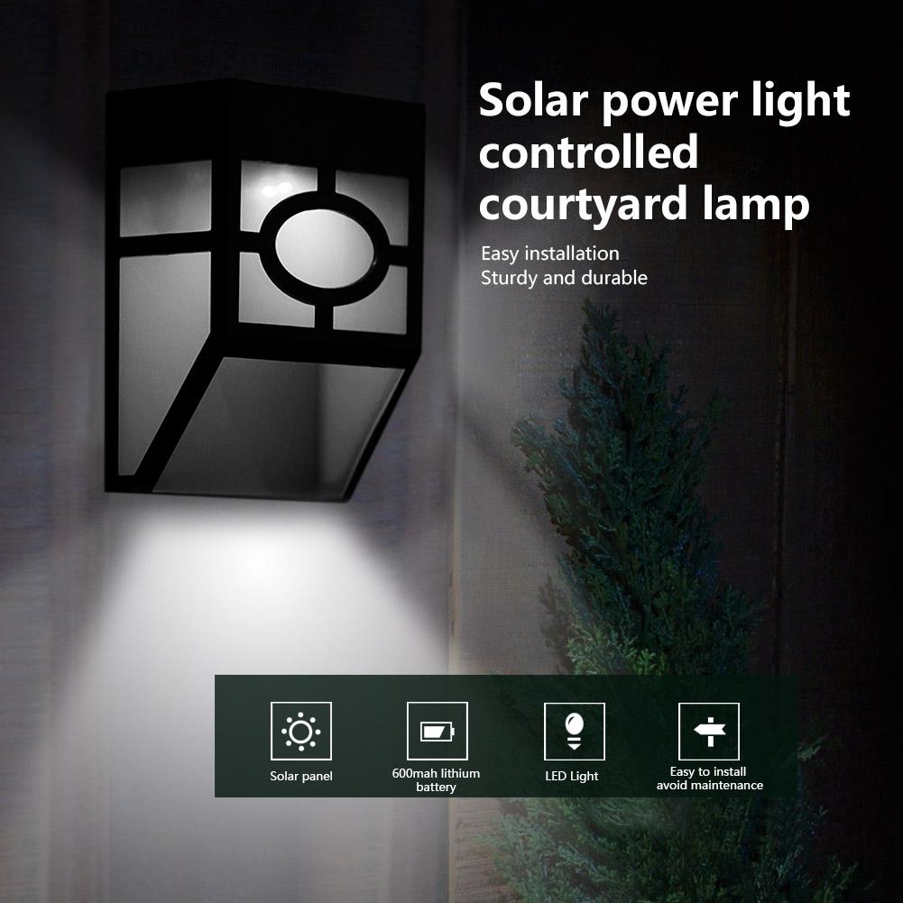 Solar Powered Wall Mount 2 LED Light Outdoor Garden Path Landscape Fence Yard Lamp White