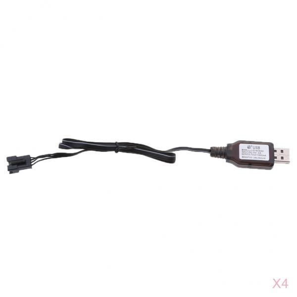4Piece 7.4V USB to SM4P Plug Charging Cable for RC Toy