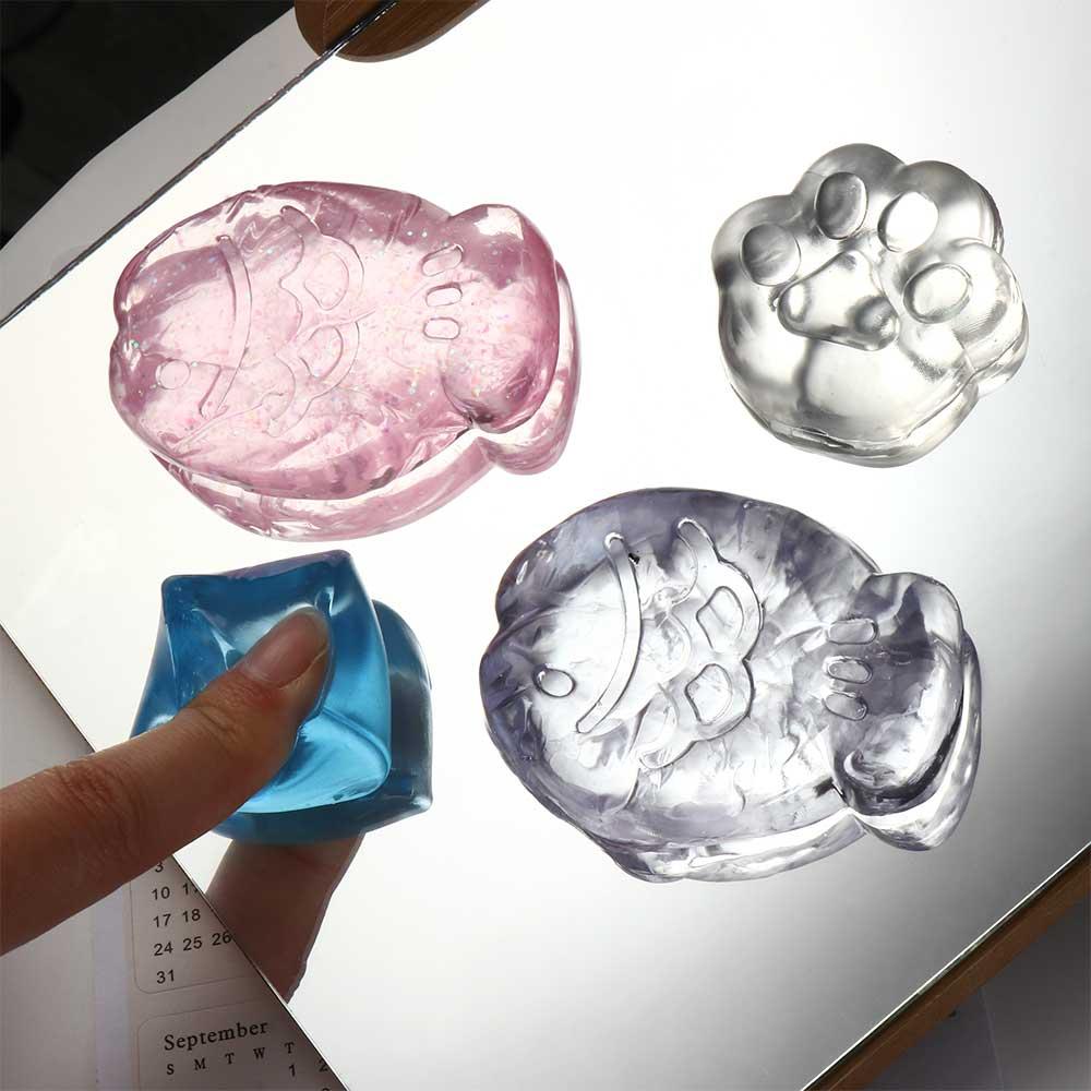 Pinching Transparent Fish Ice Pressure Ball Toy Cat Paw Mini Mochi Squeeze Toy Mini Mochi Ice Block