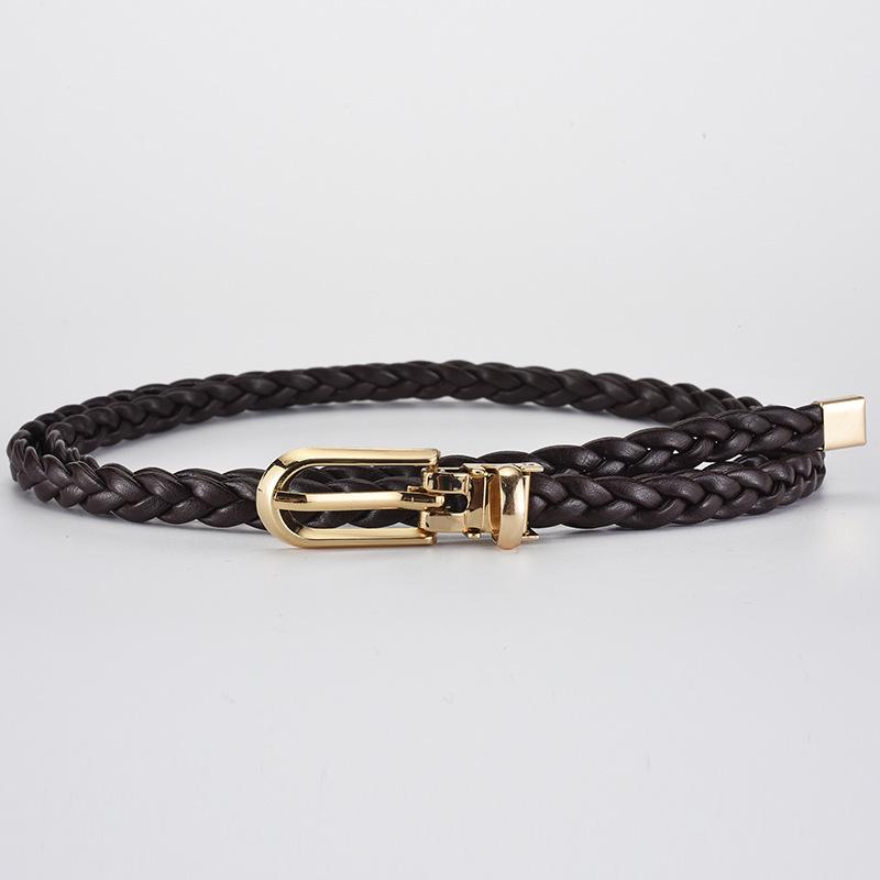 Women's Korean Style Candy Color Knotted Braided Leather Belt with Clip Buckle