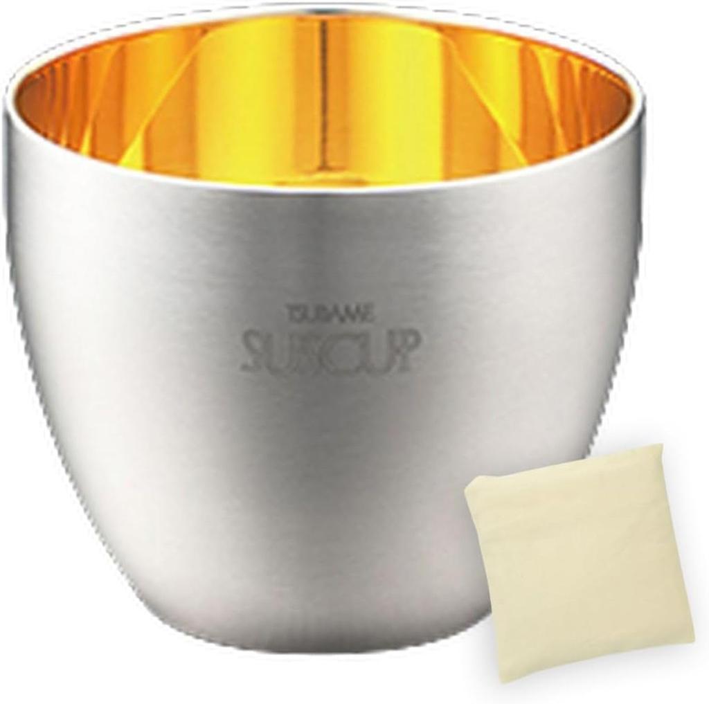Japanese Sake Stainless Sakura 58ml 24K Gold Made In Japan J-kitchens-SimpleBag Glass, 18-8 Steel, Double-Walled, Design, (Inner Plated),
