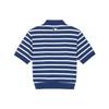 MLB New York Yankees Striped Casual Sports Summer Breathable High-Quality Short Sleeve Polo Shirt Women Polo Shirts Blue 3FPQV0143-50NYL