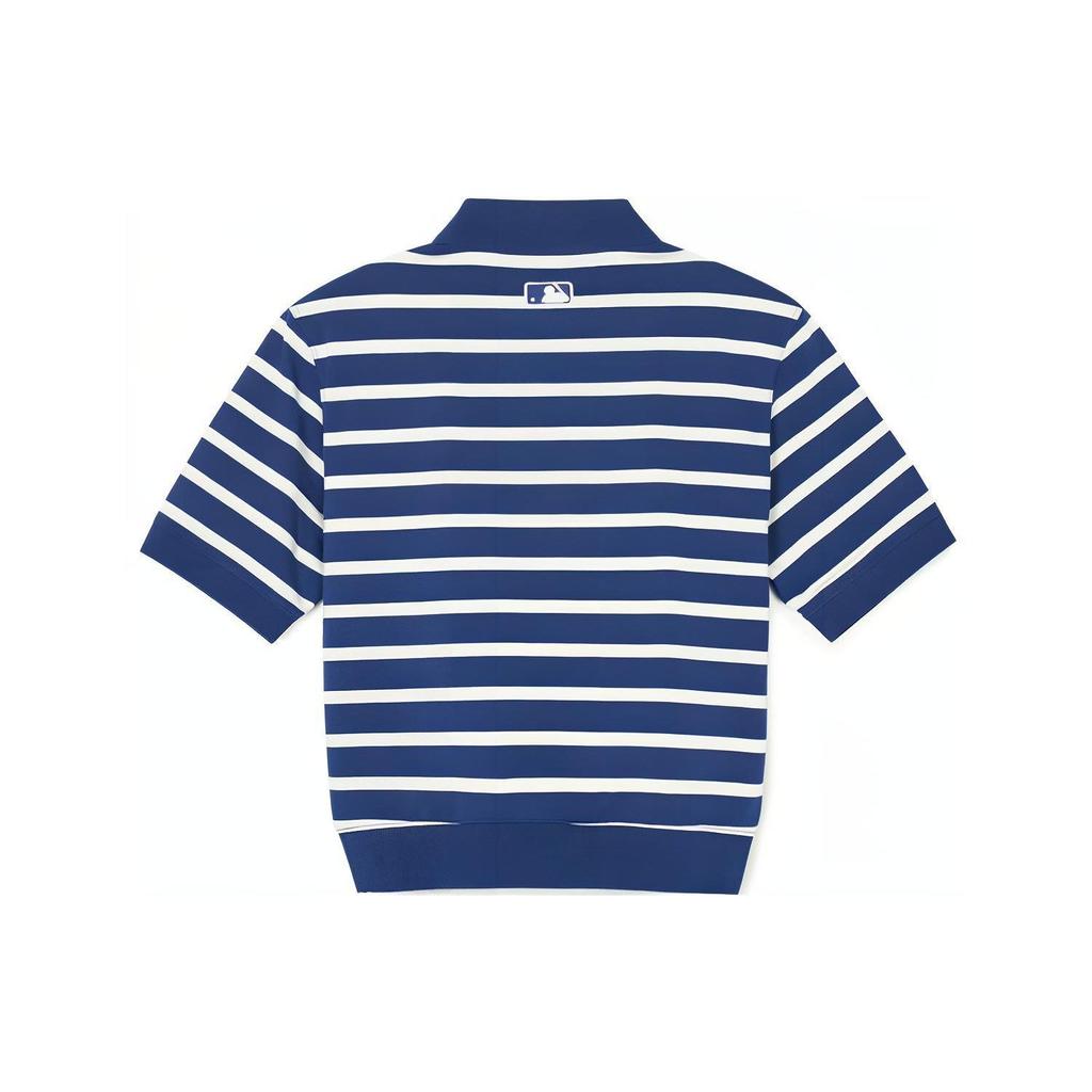 MLB New York Yankees Striped Casual Sports Summer Breathable High-Quality Short Sleeve Polo Shirt Women Polo Shirts Blue 3FPQV0143-50NYL
