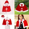 Xmas Red Velvet Santa Claus Hooded Cloak With Hat For Kids Adults