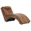 VidaXL Massage Chaise Longue with Pillow Brown Suede-look Faux Leather