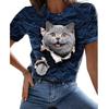 Animal Series Digital 3D Printed Men's Women's Short Sleeved T-shirt Cute Cat Round Neck Base Top