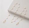 Metal Eyeglass Chain with Flat Pearl Beads Neck Strap Anti-Lost Mask Holder Chain for Glasses and Face Mask Accessories