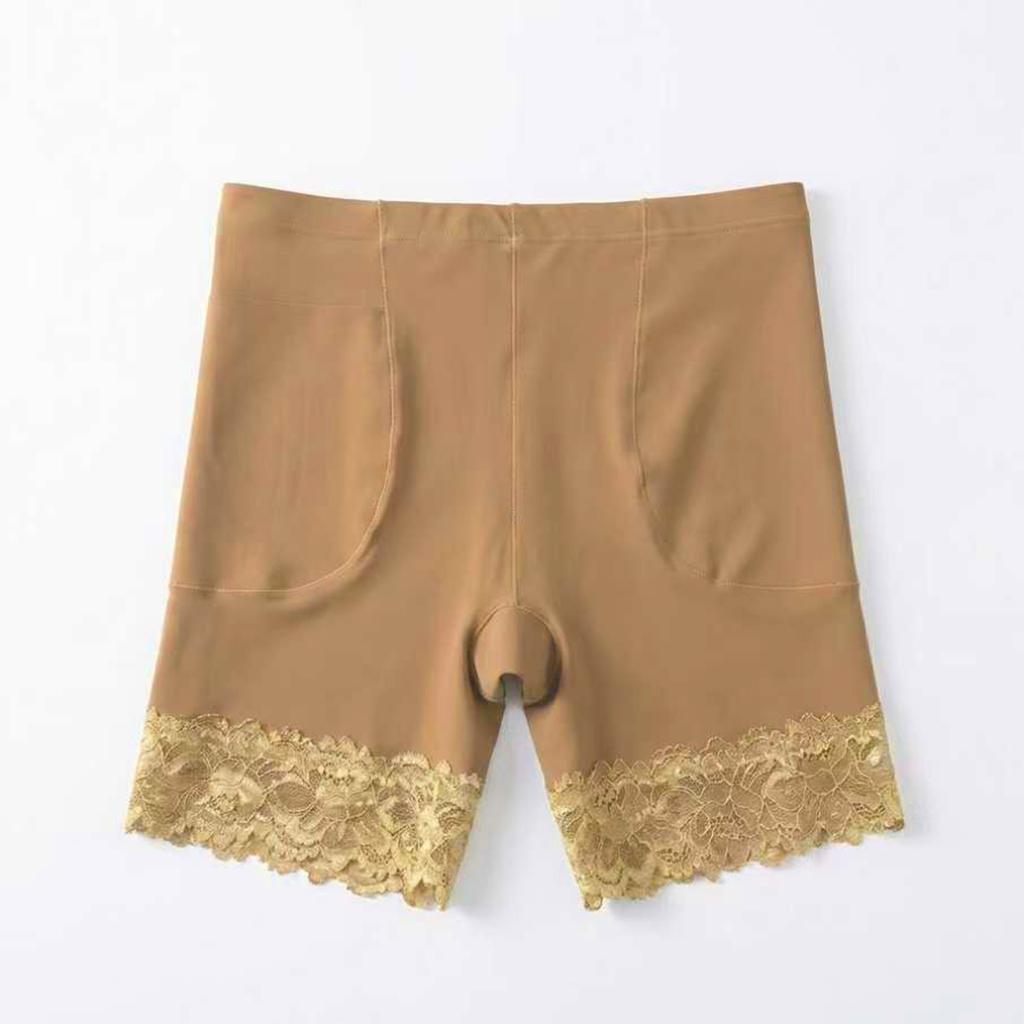Women's Lace Underwear, High Waisted Seamless Safety Pants, Non Rolled Edge Flat Corner Bottom Safety Pants