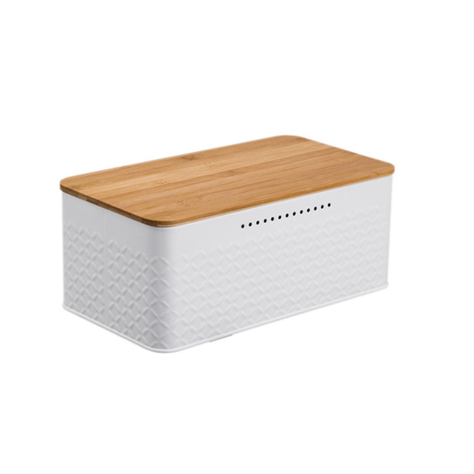 

Metal Bread Box Bread Bin Nuts Canisters Box for Home Kitchen Counter Bakery білий