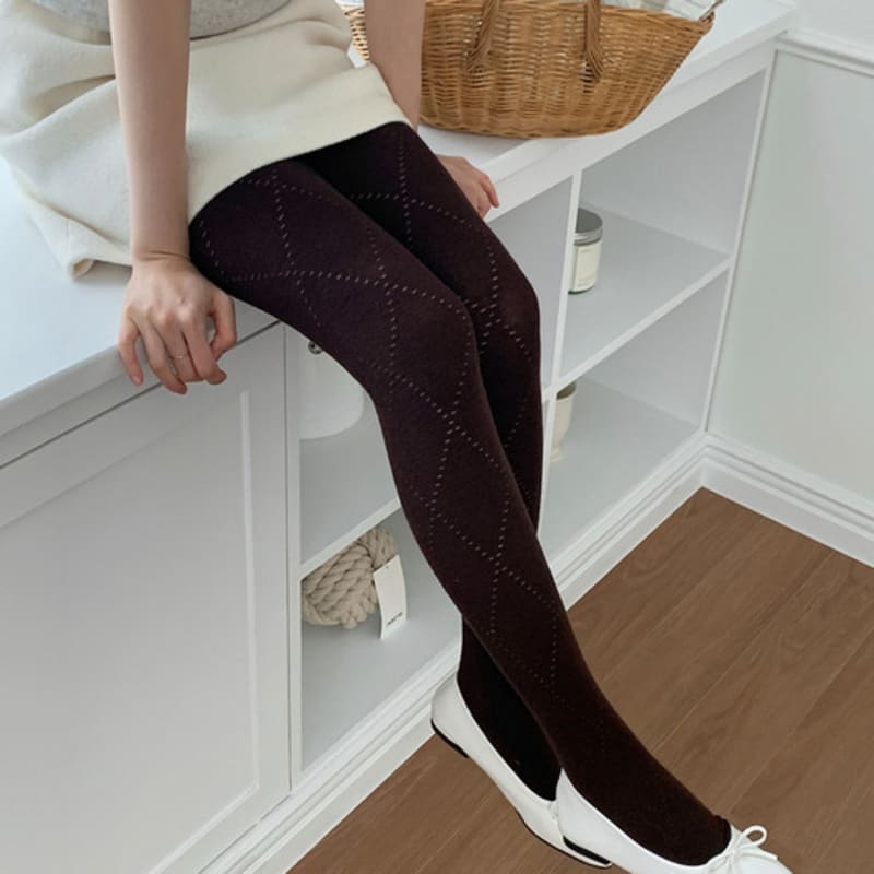 

ВИНТАЖНЫЙ ГОЛЛИВУД Ромбовидные вязаные чулки_VH2511SS001M Brown