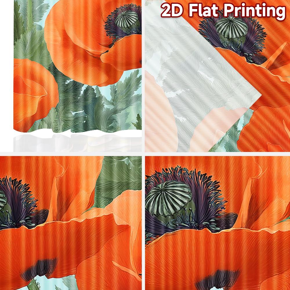 2D FLAT PRINTING 2pcs Curtains (Without Rod) Floral Poppy Design Ramadan holiday curtains with digital printing Versatile
