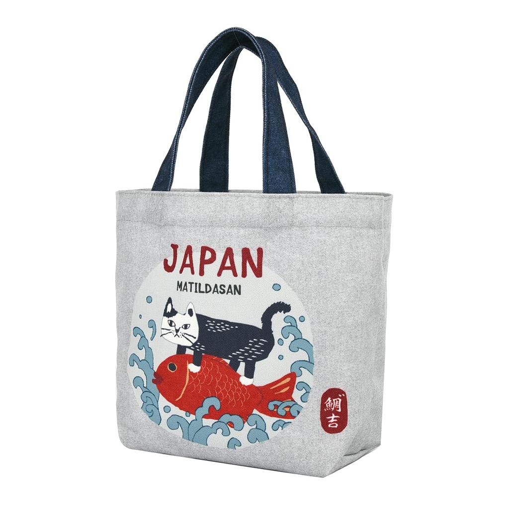 Canvas Petite Tote Matilda und Seebrasse GY [Kusuguru Japan] Tasche mit japanischem Muster,