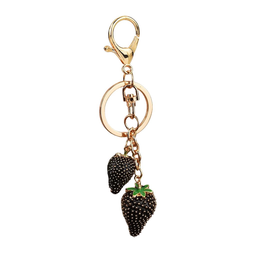 Fashionable Strawberry Pendant Keychain Charm Pendant Sturdy Metal Accessory for Purses and Bags Daily Decoration