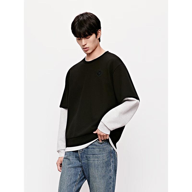 GXG Men's Crew Neck Faux Layer Textured Sweatshirt