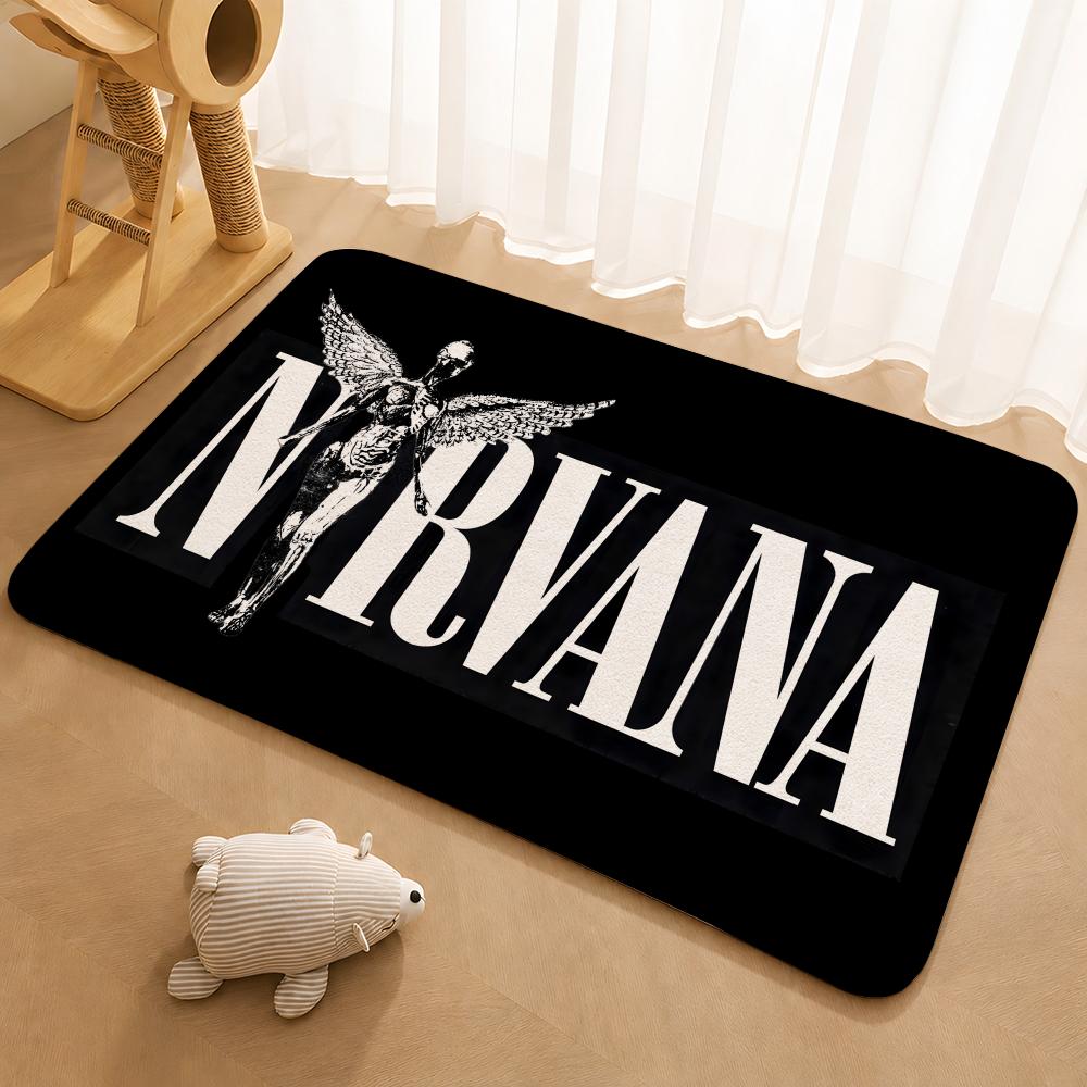 A-N-Nirvana-Rock Band Anime Floor Mat Floor Mat Soft Flannel Non-Slip Door Rug for Living Room