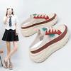 Thick Soled Women's Sports Shoes New Leather Low Top Retro Sports Shoes Fashionable Lace Up British Style Casual Shoes