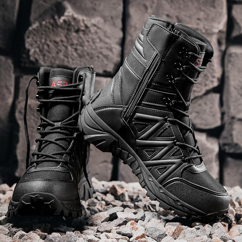 Fashion Mid-Calf Boots Men's Tactical Desert High Top Shoes Retro Style Motorcycle Boots Outdoor Hiking Camping Shoes Comfy Ankle Boots