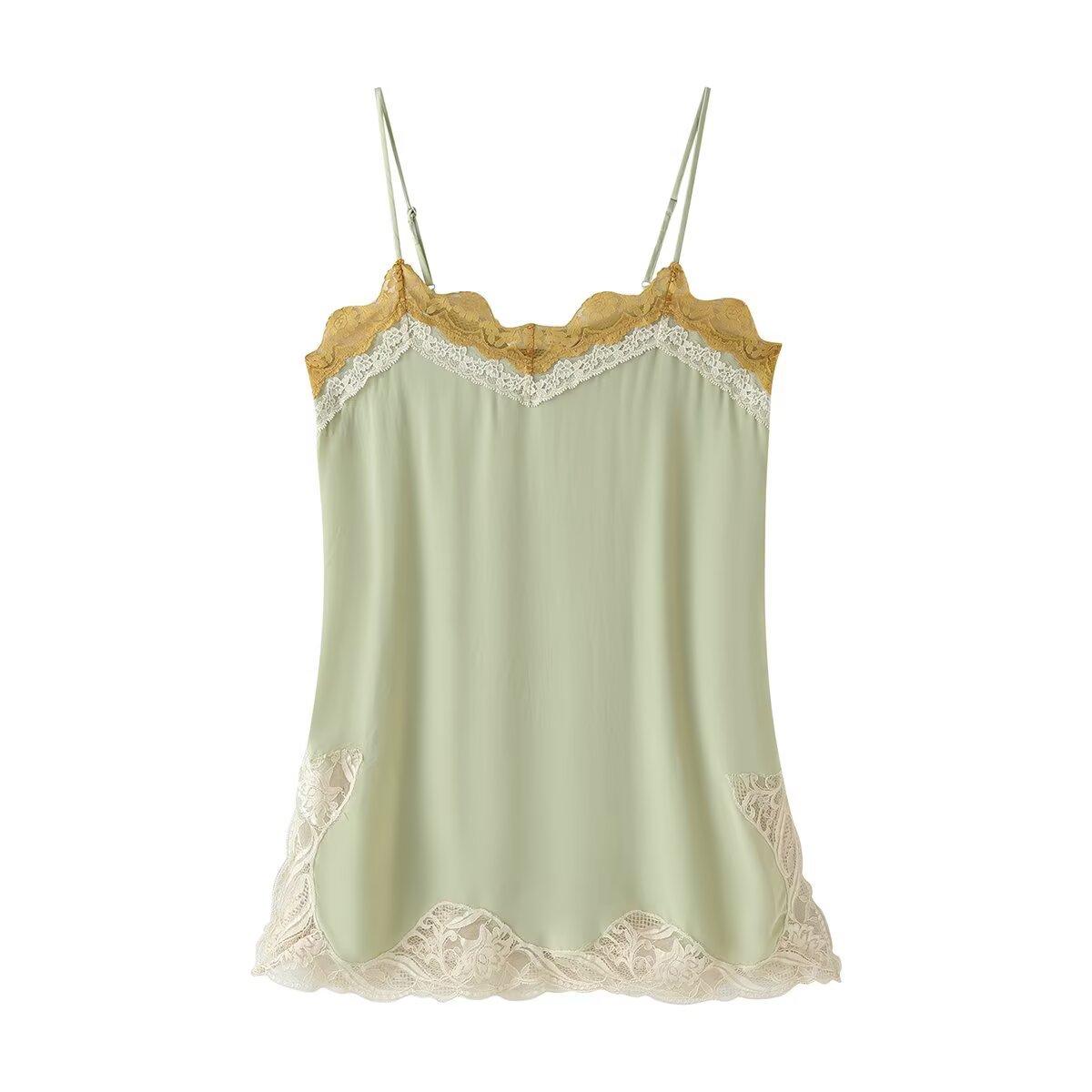 European and American style new women s wear, versatile, fashionable lace camisole top 5107054 S зелёный
