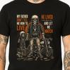 Camiseta de Pai Motociclista e Filho Meu Pai Me Deixou Assistir Esqueleto de Motocicleta Presente Masculino Camiseta