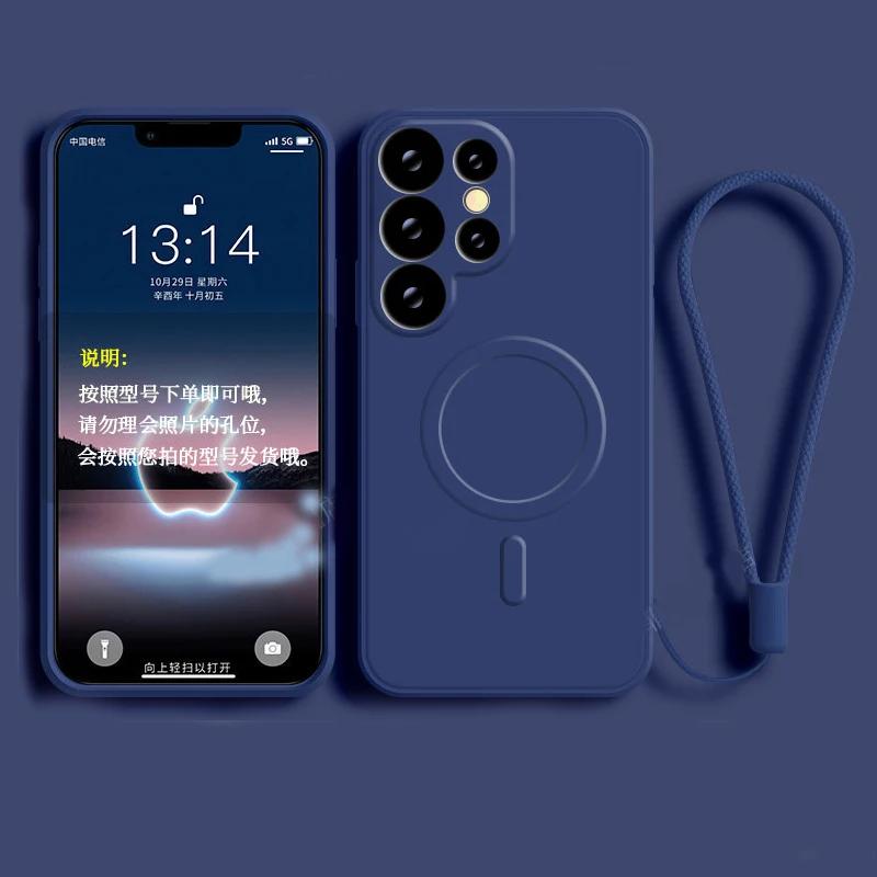 Liquid Silicone Magsafe Case For Samsung Galaxy S24 Ultra S22 Plus S23 S21 FE A55 A15 A35 A05 Magnetic Wireless Charging Cover