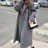 Women's Hepburn Style Korean Pink Wool Coat - Mid-Length, Autumn/Winter 2025 Collection, Petite Fit, High-End Feel