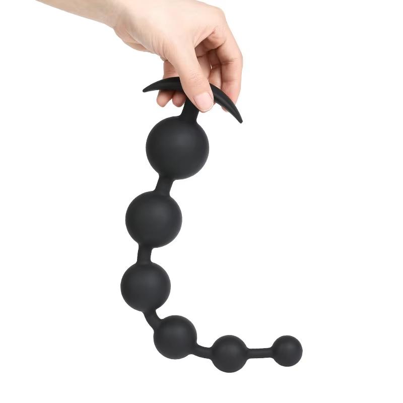 Silicone Anal Beads with Flexible Chain Prostate Massage Butt Plug for Men/Women Couples, Soft Anal Trainer Anus Dilator Sex Toy