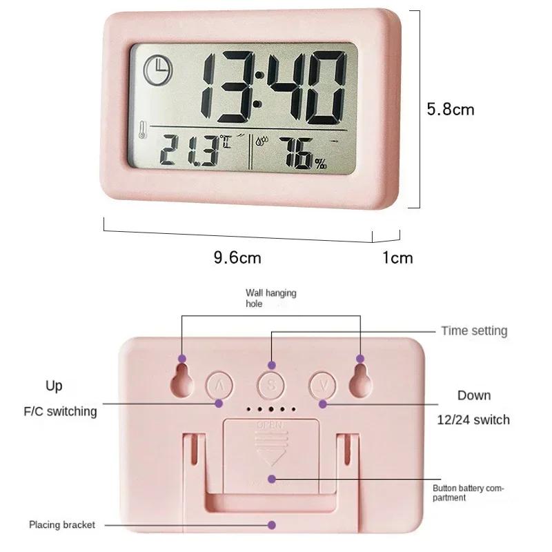 Alarm Wall Clock Portable Thermometer LED Digital Watches Mini Temperature Humidity Meter Bedside Table Decoration Clocks Home
