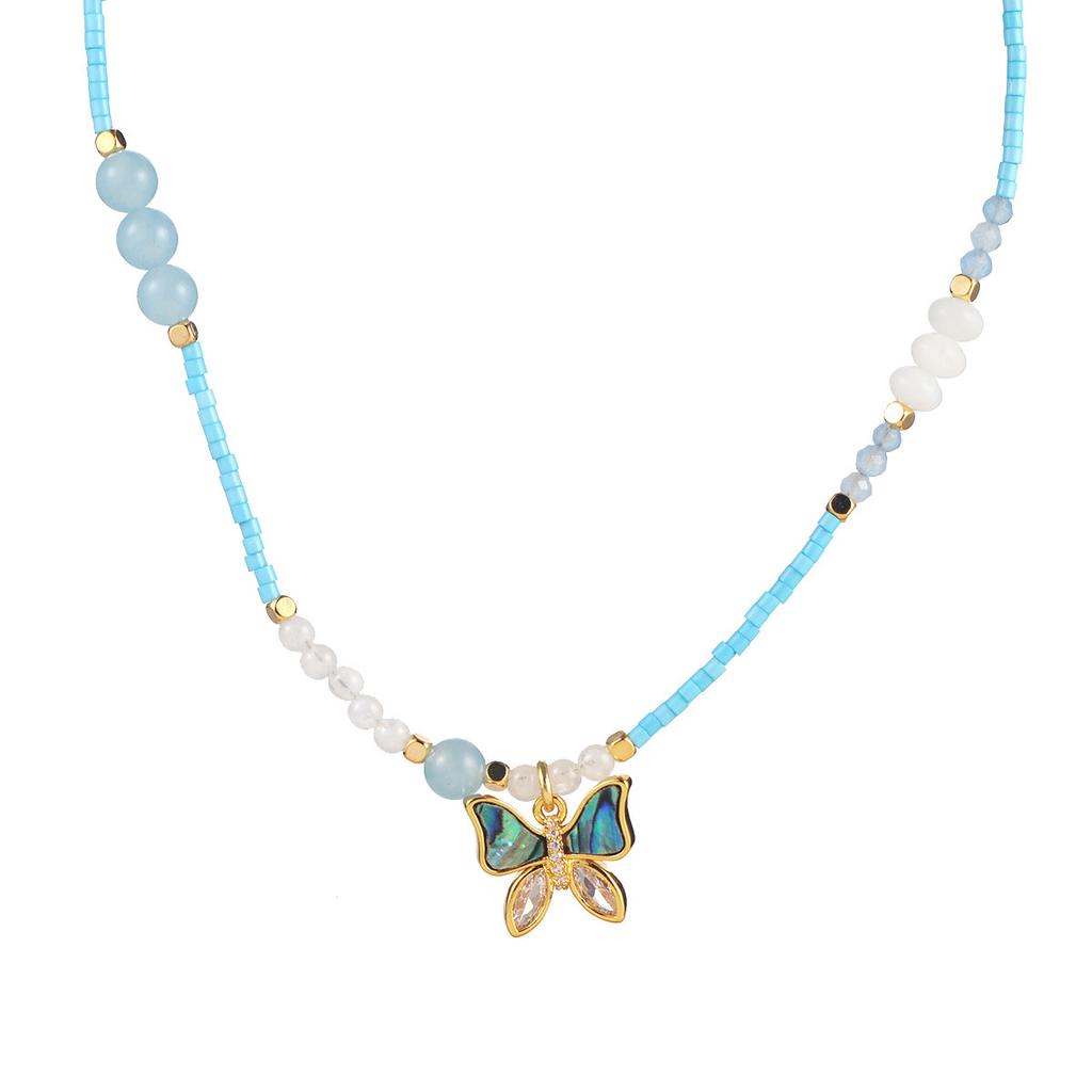 Nový Ins niche design barevný korálkový high-end jednoduchý náhrdelník přírodní perla módní dopaminový krční řetízek