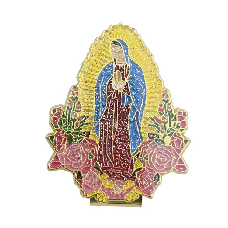 Fashionable Metal Badge Lapel Embellishment Religious Metal Badge Pin with Glitter Details for Hat Apparel 1