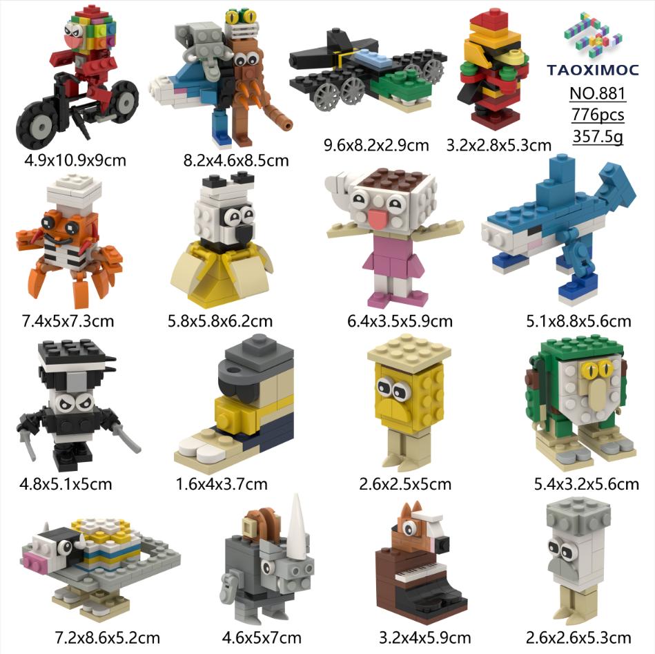 NEW Tung Tung Sahur Brainrot Animals Building Blocks Tralalelo Tralala Shark Bricks Toy Collectible Xmas Birthday Gift